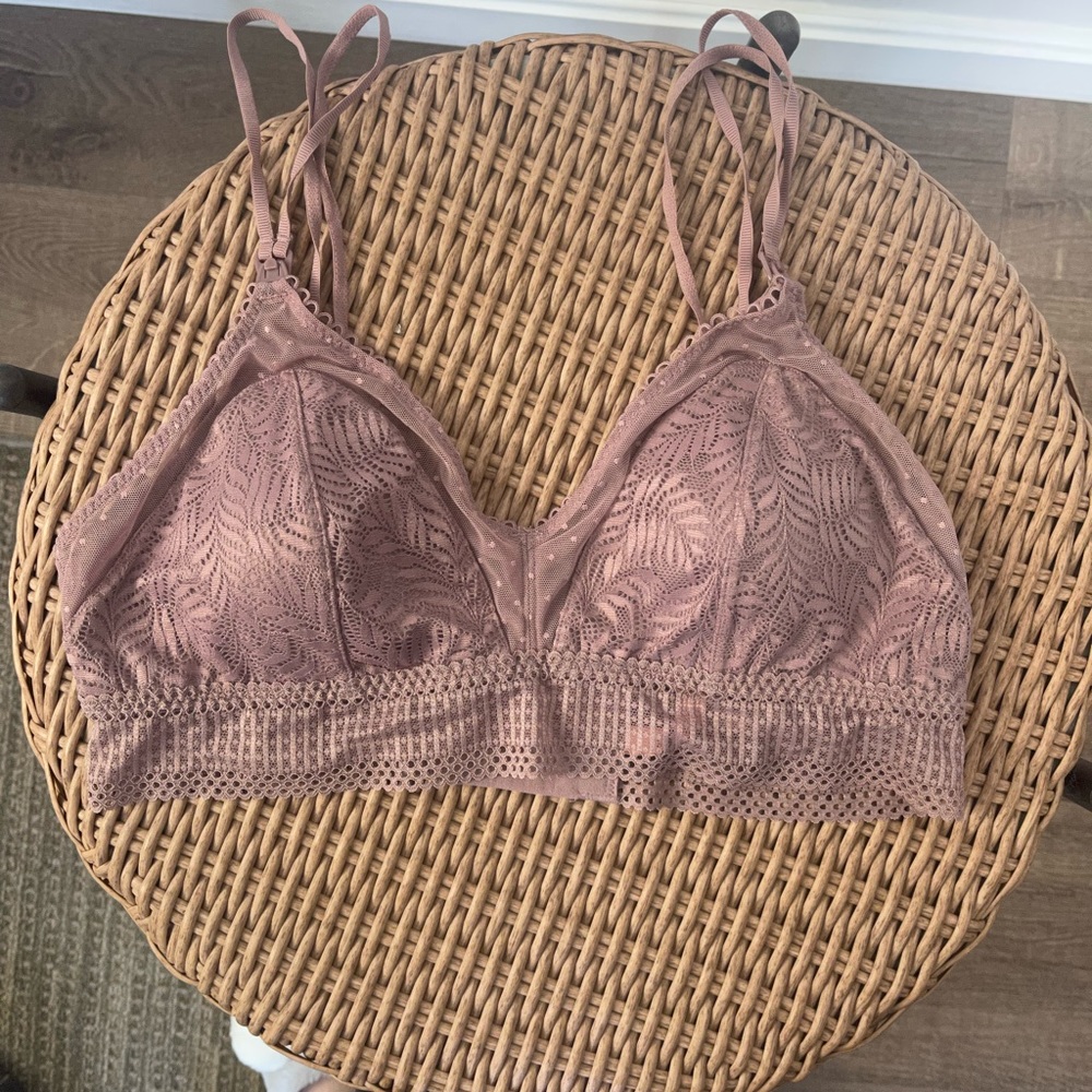 New with tags lace nursing bra in a dusty rose color